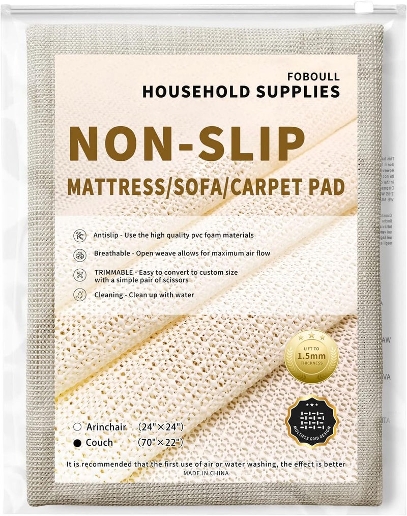 Foboull Keep Couch Cushions from Sliding, Keep Bed and Topper Pad from Sliding for Sofa, Couch, Chair Cushion, Mattresses, Easy Trim, Slip Resistant, Grips Helps Stop Slipping - Image 1
